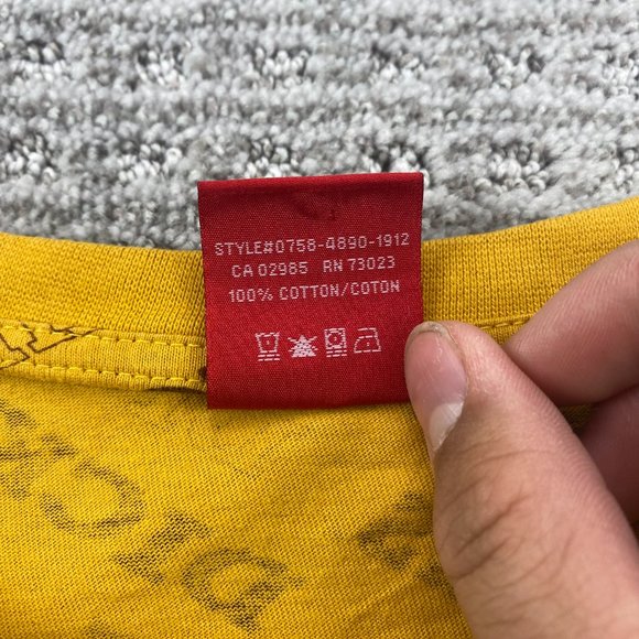 Dickies Cropped Shirt Women Medium M Yellow Crop Top Long Sleeve All Over Print - Picture 4 of 7